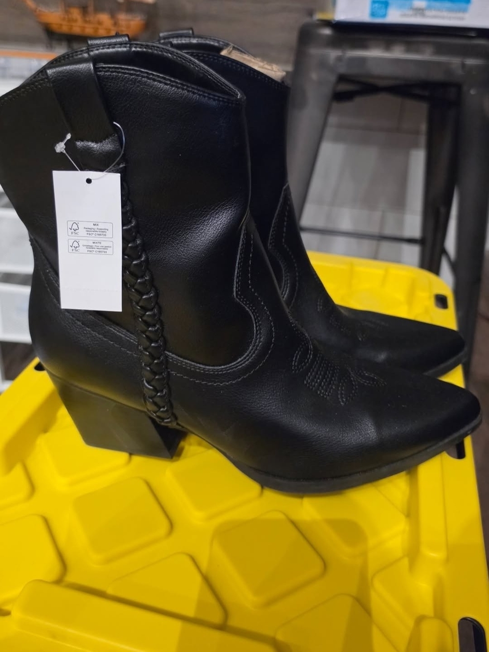 Dolce Vita Black Braided Western Ankle Boots